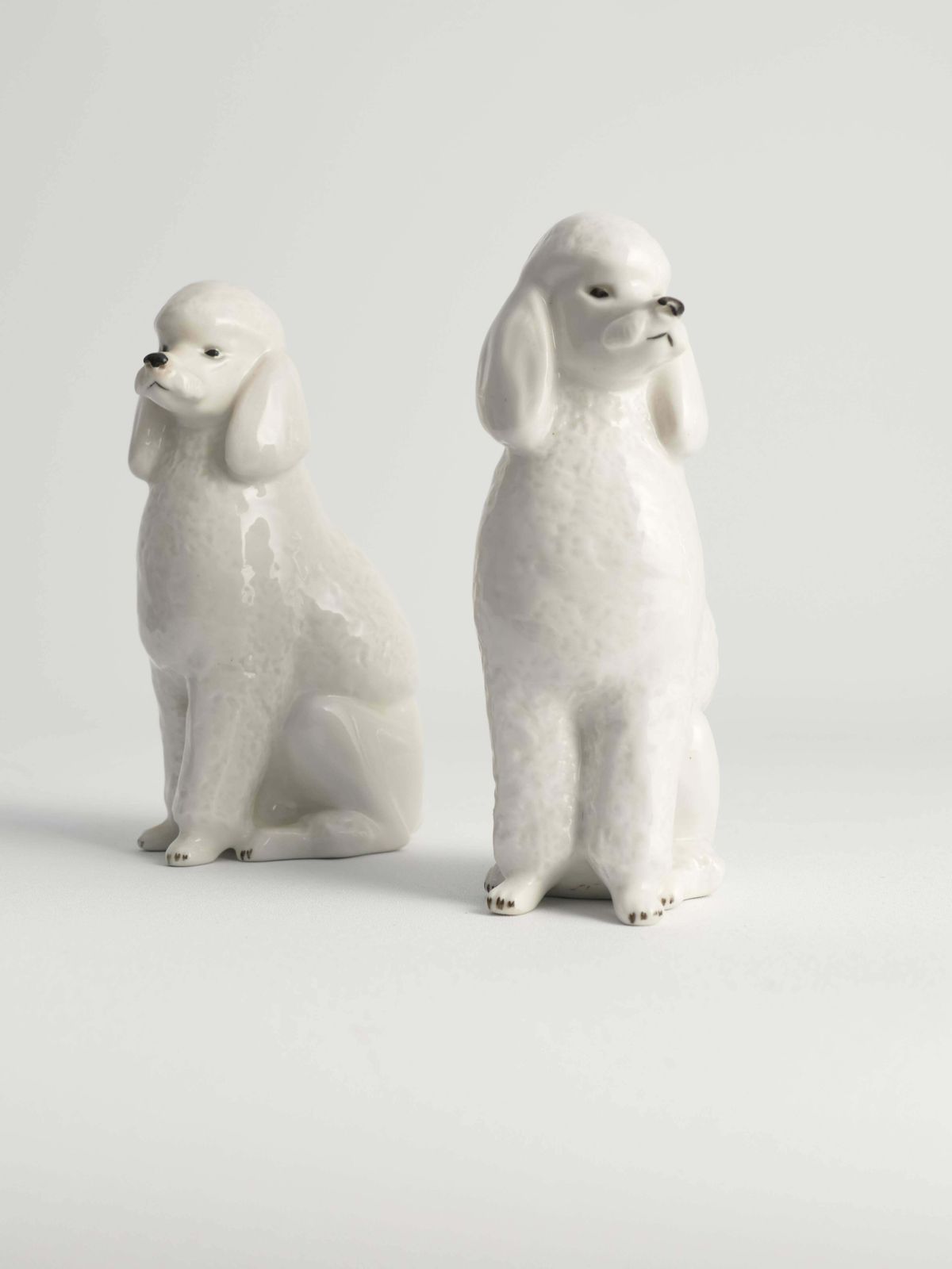 212.0 White Hand Painted Porcelain Poodle Dogs By Lomonosov, Soviet, 1960s, Set Of 2 photo