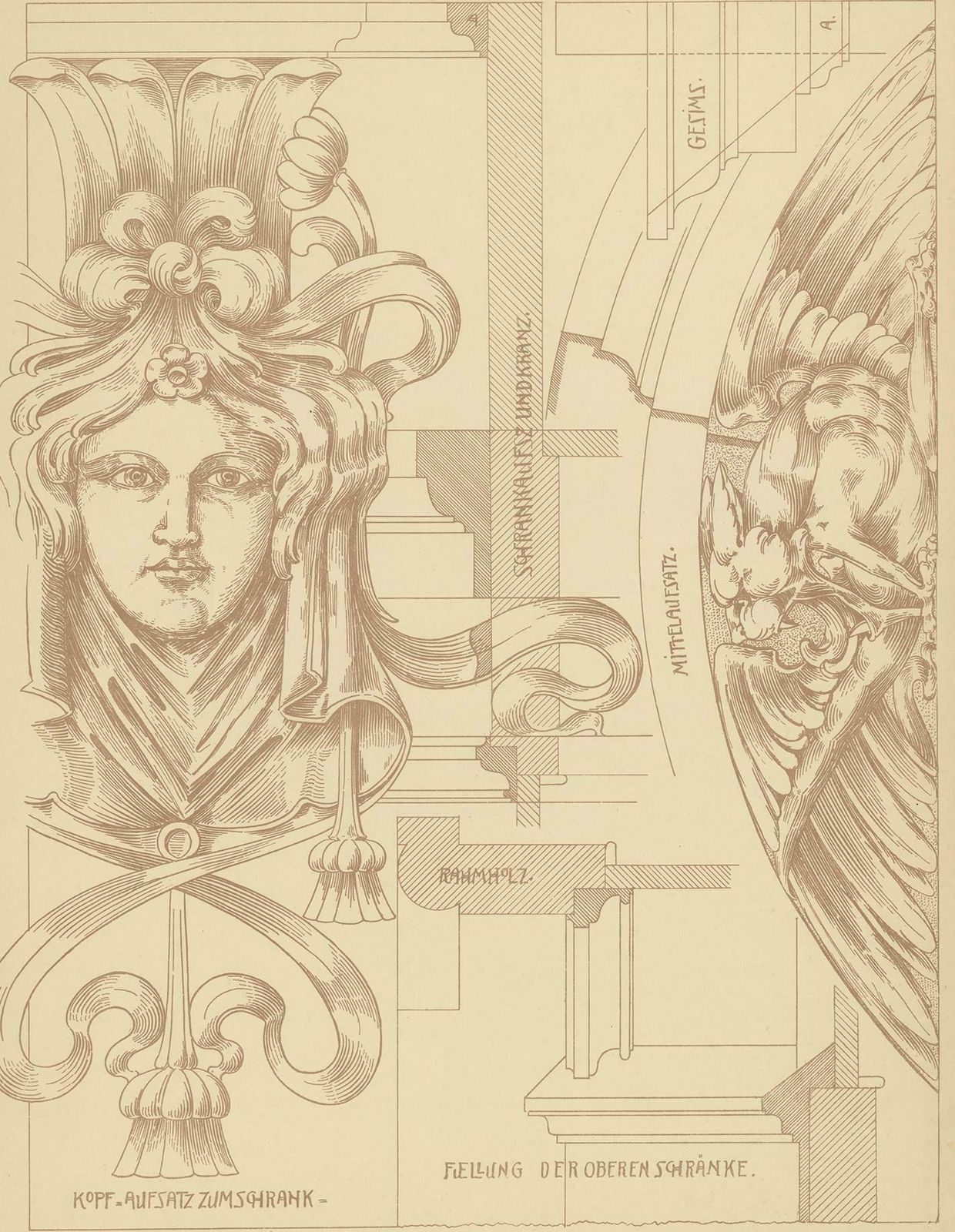Pl. 35 Antique Print Of Furniture Details By Kramer 'Circa 1910' photo for sale