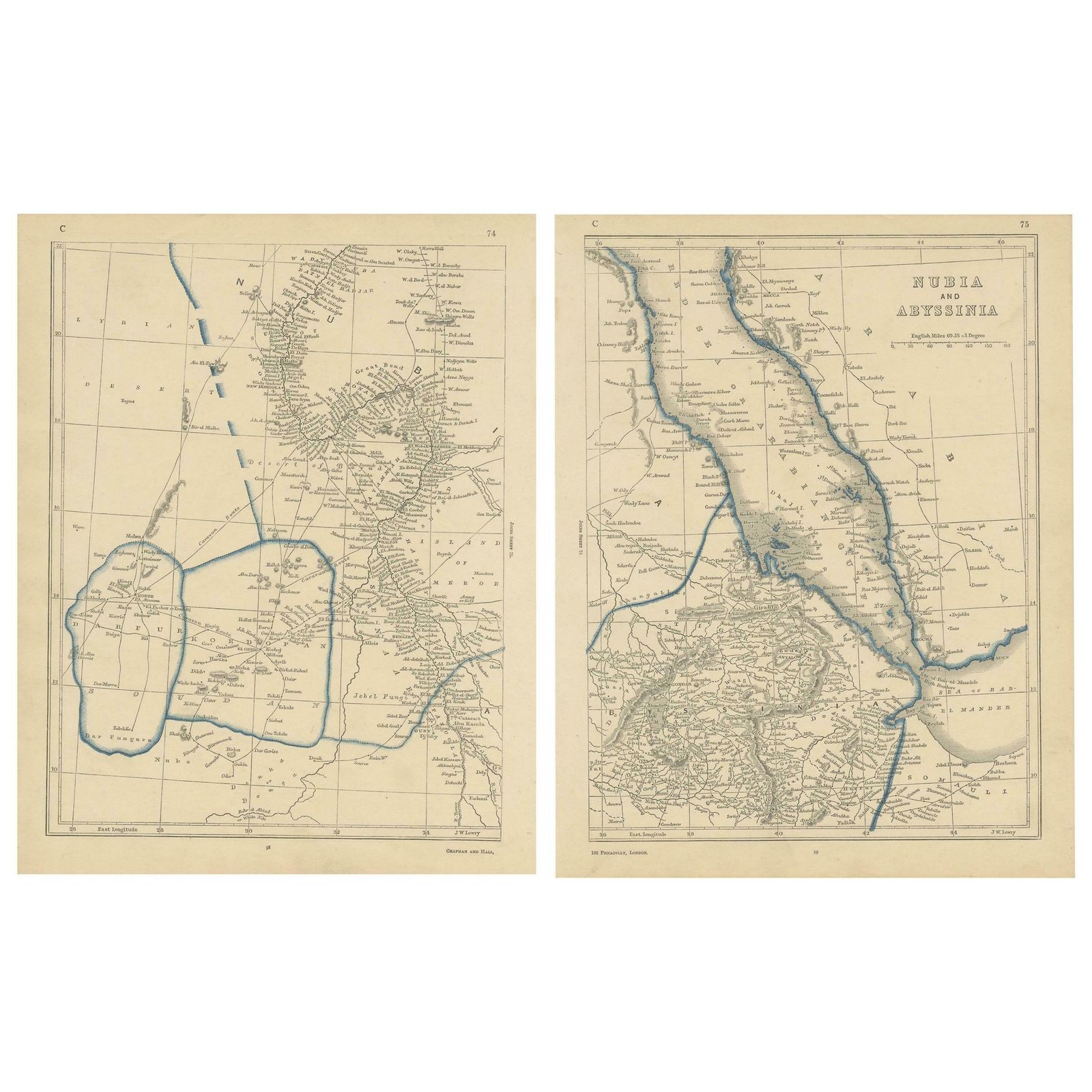 Antique Map Of Nubia And Abyssina By Lowry, 1852
