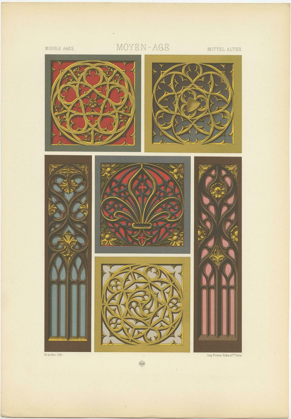 9 Antique Print Of Middle Ages Painted And Gilt Woodwork By Racinet photo furniture