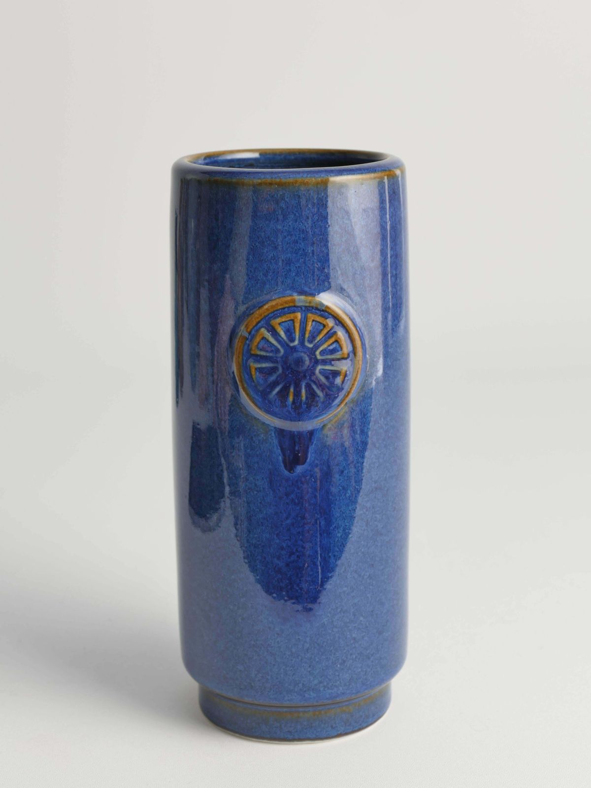 photo for sale Blue Stoneware Vase From Nordlys Series By Maria Philippi For Søholm, 1960s