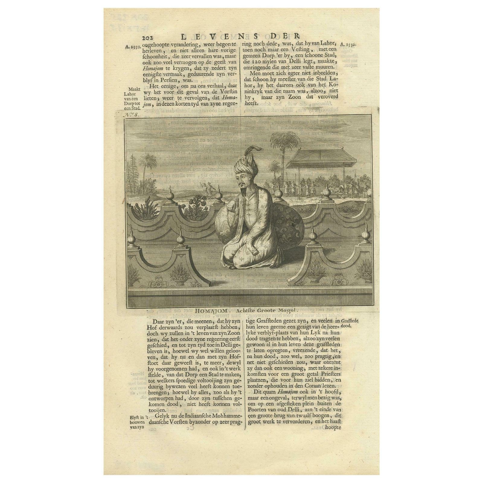 Antique Print Of The 8th Mughal Emperor By Valentijn '1726'