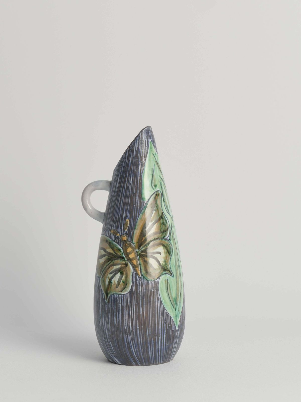 photo buy Mid Century Modern Stoneware Vase With Sgraffito And Butterflies. Sweden, 1950s