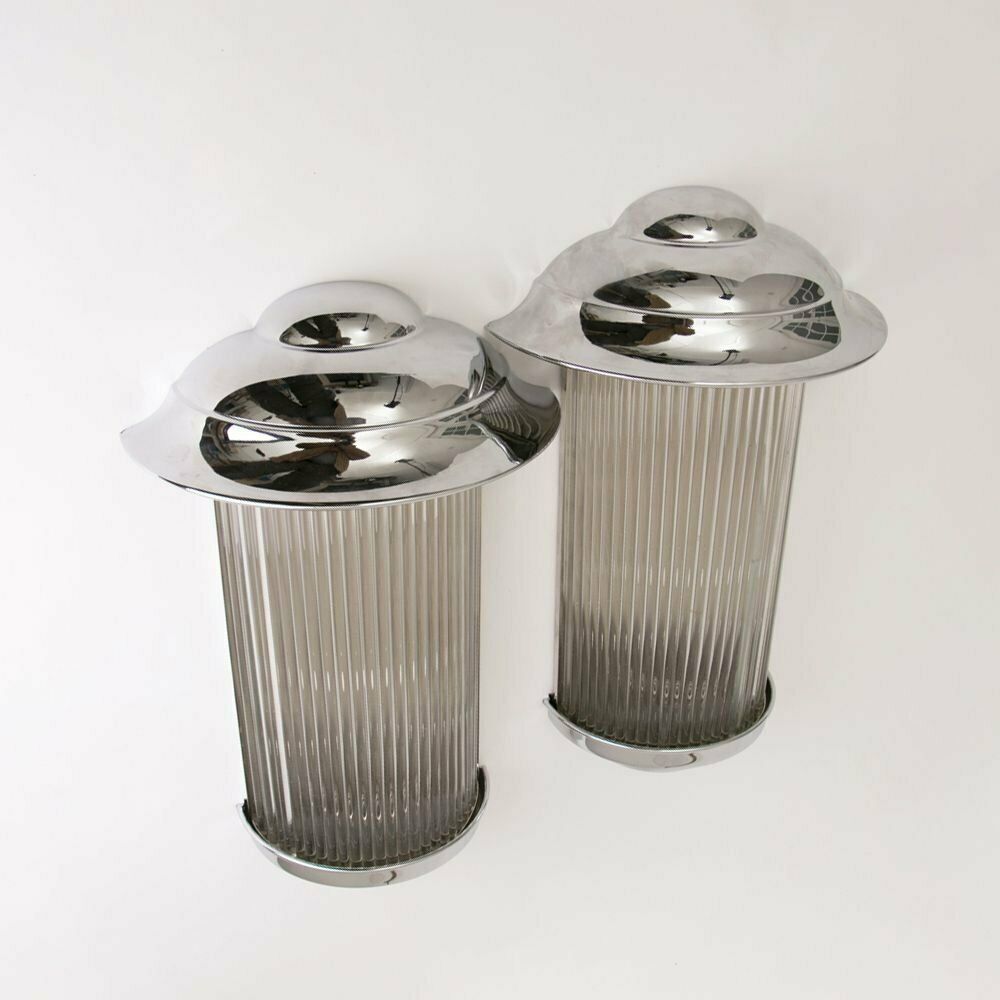 Pair Of Art Deco Odeon Style Wall Lights, British C.1930 photo furniture