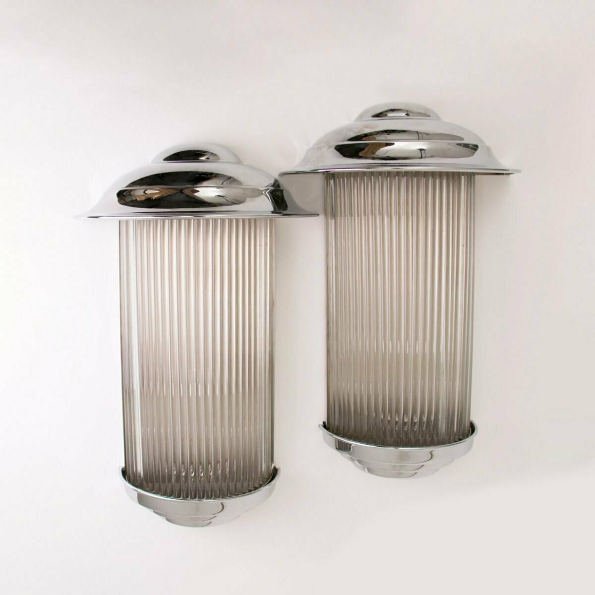 Pair Of Art Deco Odeon Style Wall Lights, British C.1930 photo for sale