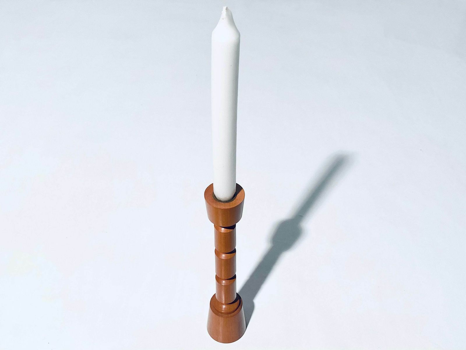 Elegant Mid Century Wooden Candle Holder / 1960s Hygge Home Decor