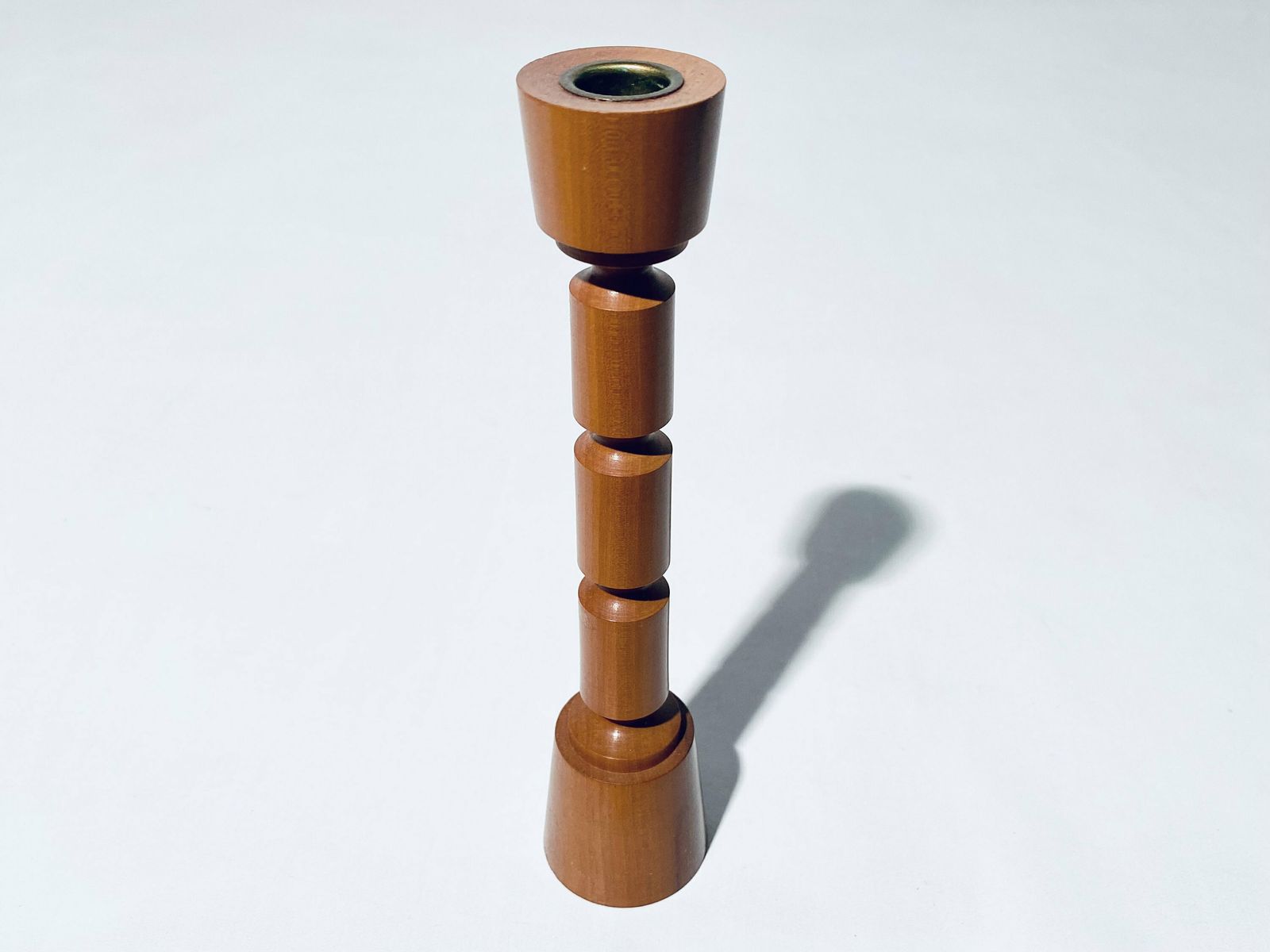 Elegant Mid Century Wooden Candle Holder / 1960s Hygge Home Decor photo for sale