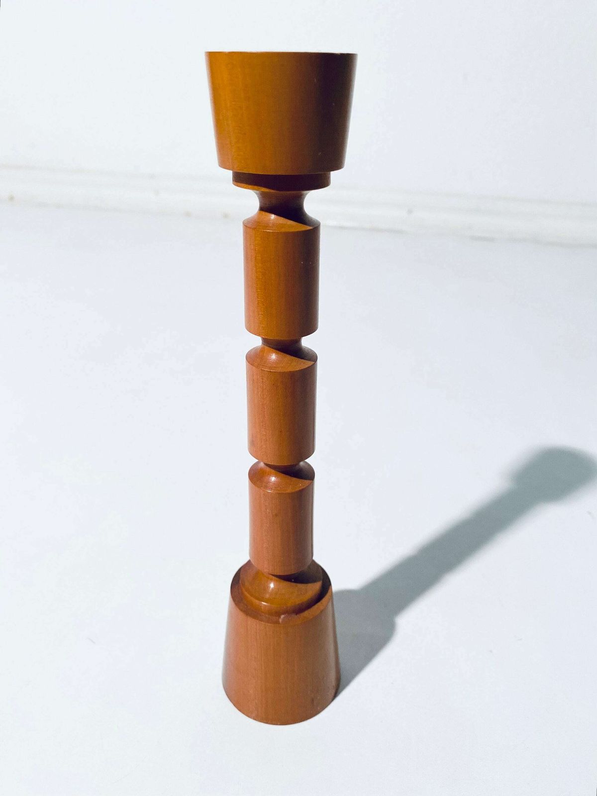 Elegant Mid Century Wooden Candle Holder / 1960s Hygge Home Decor photo Home Decor