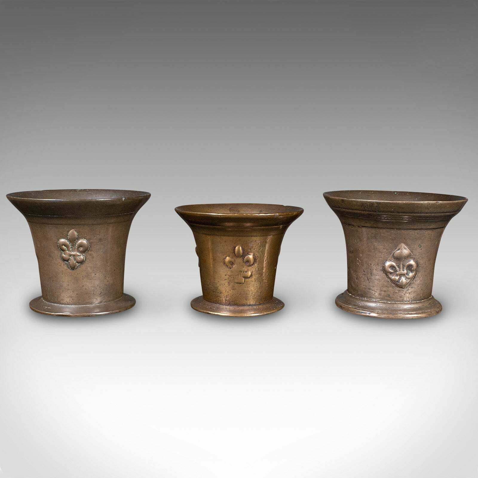 Trio Of Antique Mortars, English, Bronze, Apothecary Pot, William III, C.1700 photo furniture