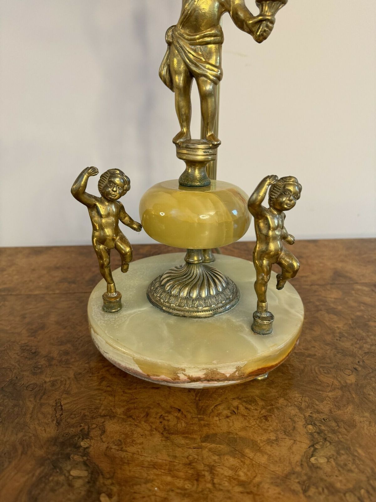 Unusual Edwardian Quality Onyx And Gilded Brass Table Lamp photo furniture