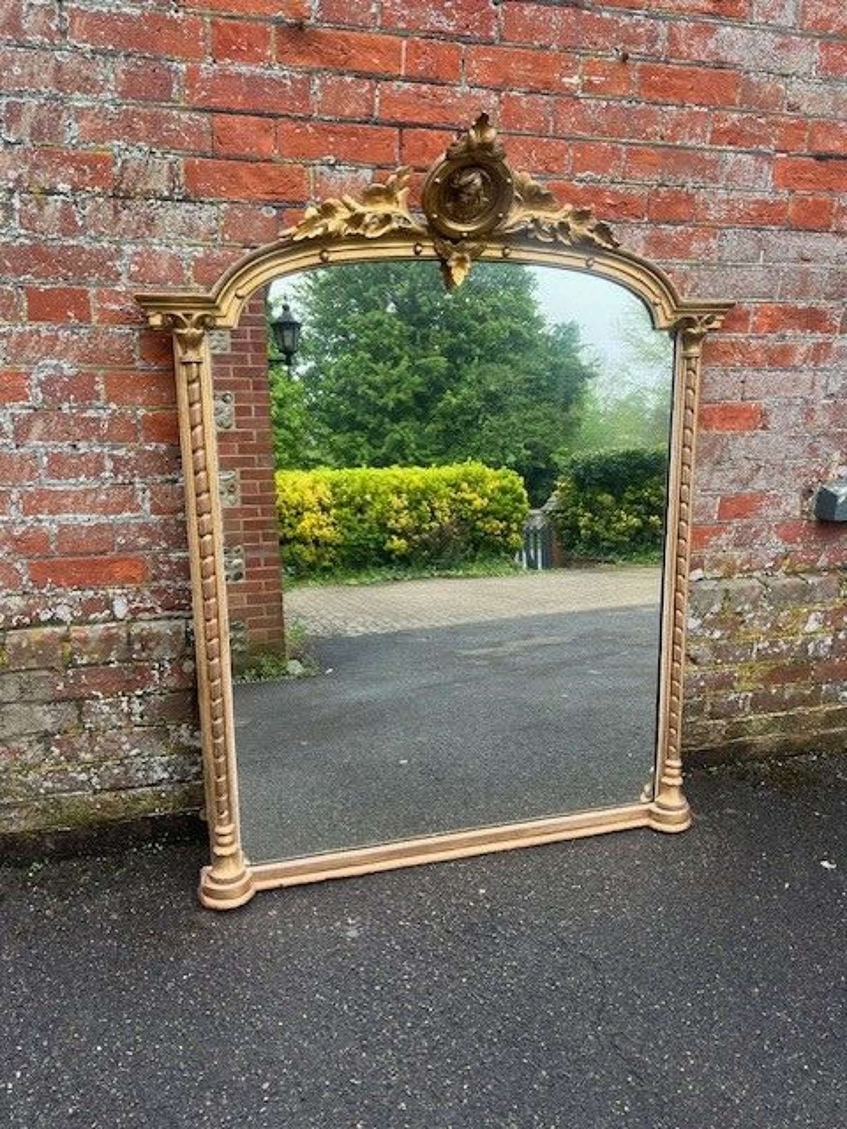 A Superb Large Antique English 19th C Shaped Top Original Gilt Mirror. photo buy