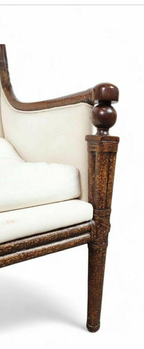 photo vintage Stunning Mid Century Faux Painted Bamboo French Armchair
