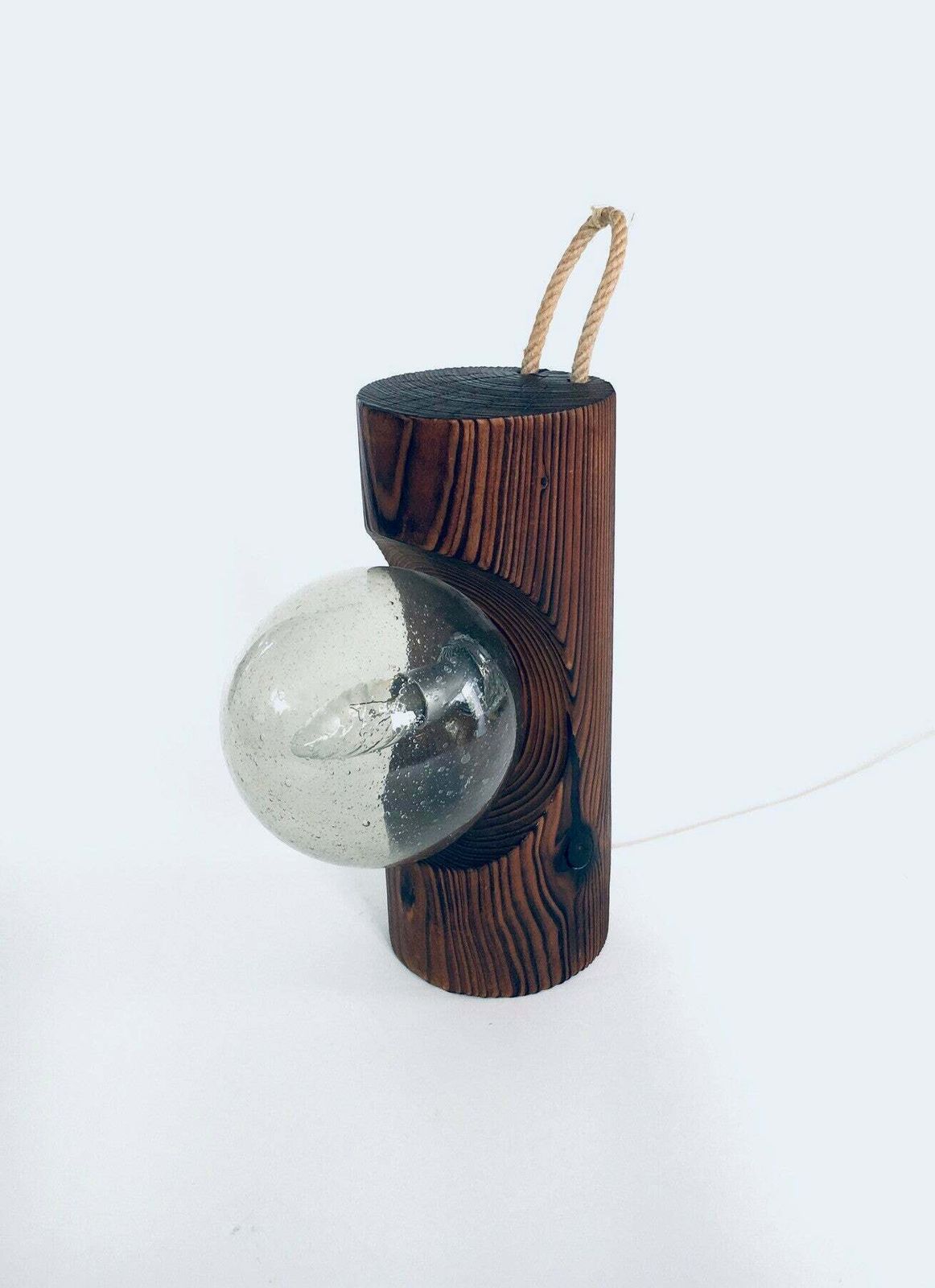 Brutalist Design Wood Table Or Wall Lamp By Temde Leuchten, Switzerland 1960's photo Lighting
