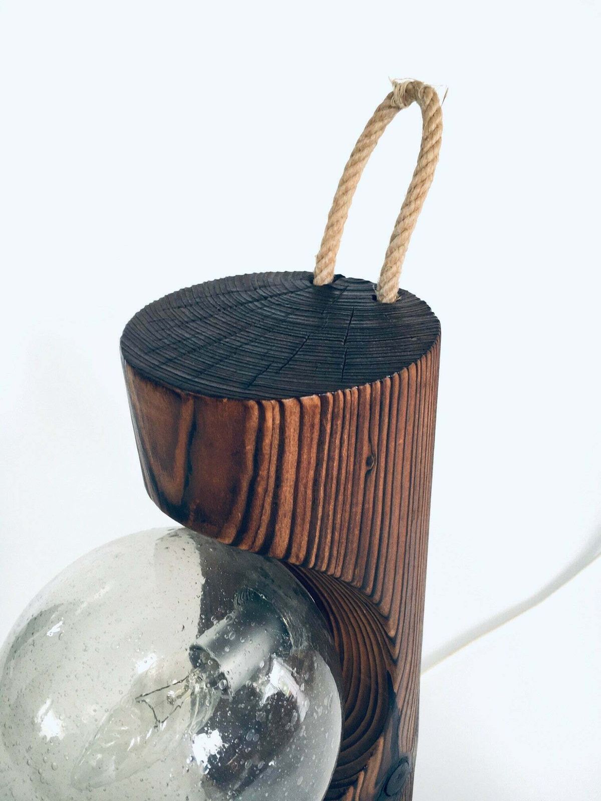 photo for sale Brutalist Design Wood Table Or Wall Lamp By Temde Leuchten, Switzerland 1960's