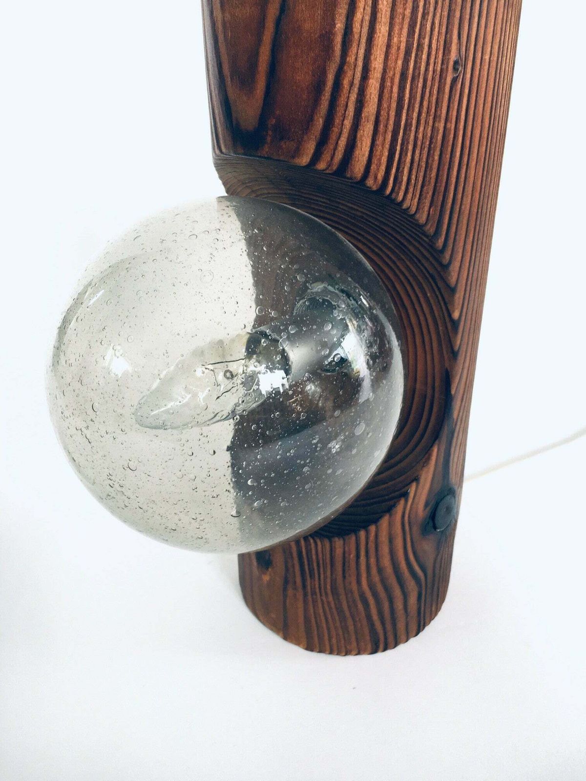 Lighting Brutalist Design Wood Table Or Wall Lamp By Temde Leuchten, Switzerland 1960's photo