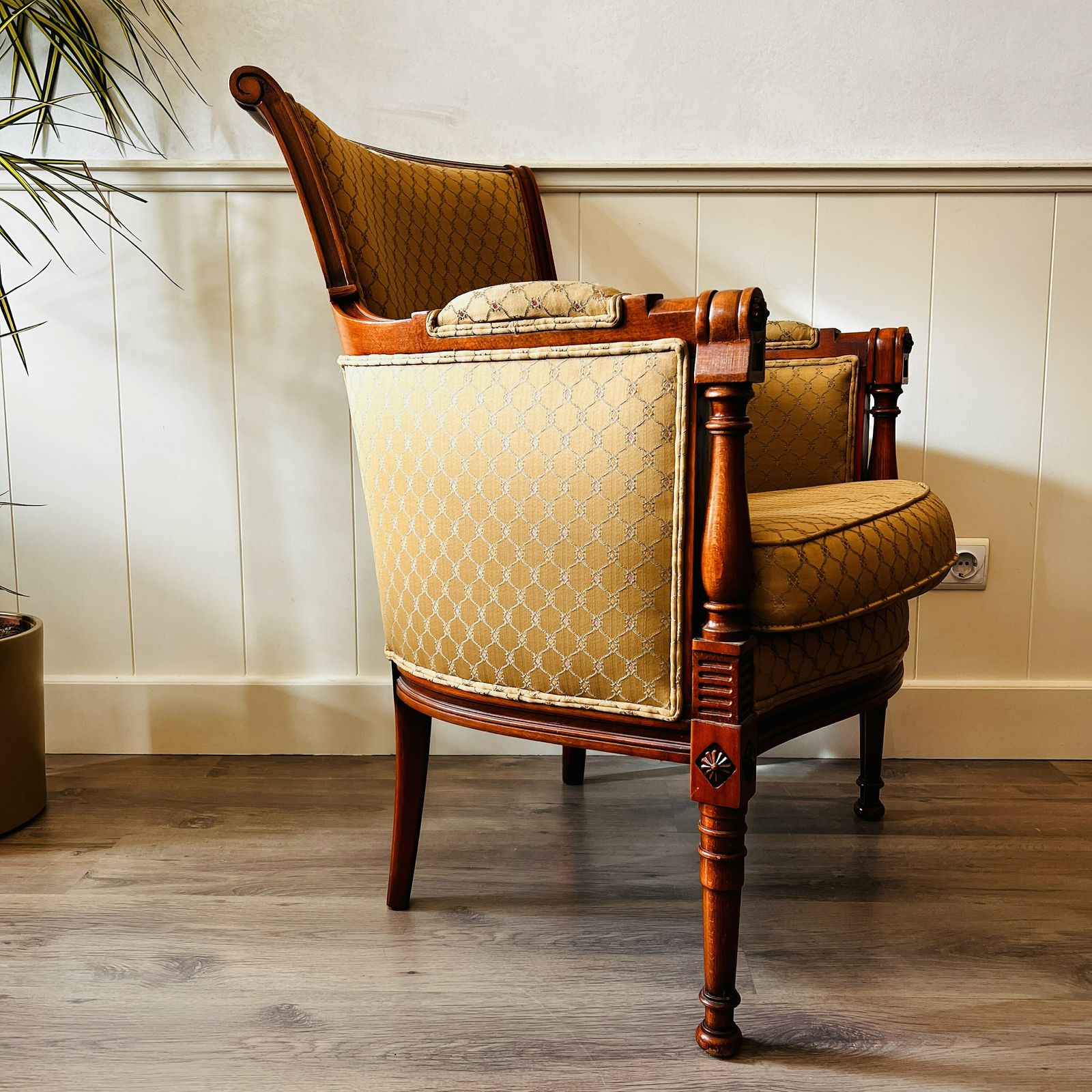 A Pair Of French Louis XVI Style Wood And Cane Bergère Chairs photo Furniture