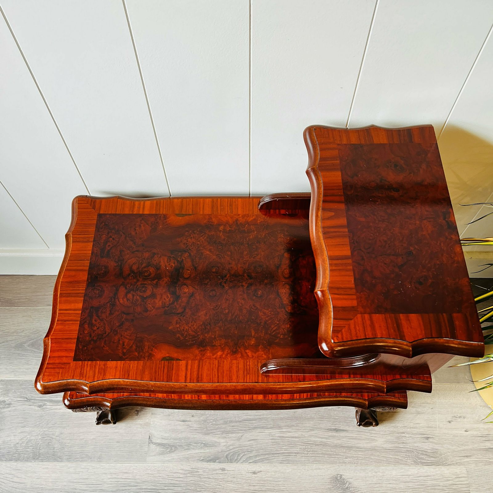 Vintage Wood Cabinet, Night Bedside Cabinet, Table Nightstand One Drawer With Lion Legs Louis XV Style photo vintage