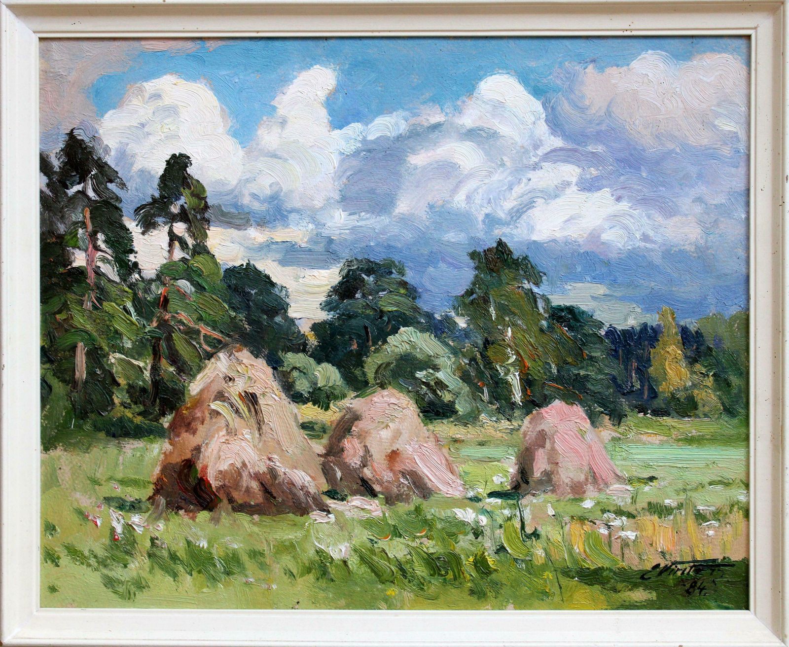 Edgars Vinters Haystacks. 1984, Cardboard, Oil, 40x49.5 Cm 1984 photo furniture