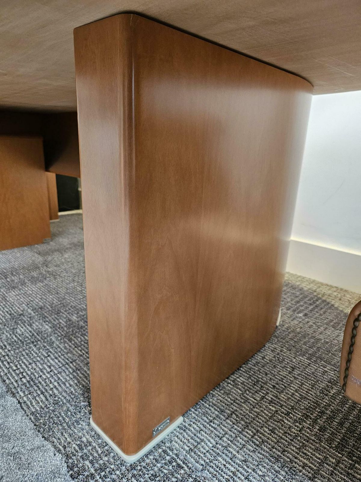 photo for sale Large High Quality Stylish Desk With Meeting End & Pedestal, Gloss Finish, Veneered With Curved Edges