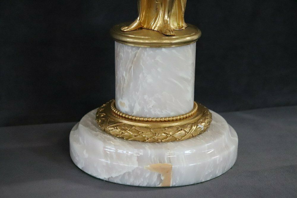 photo furniture Sculptural Figures, Gilt Bronze On Alabaster Bases, Early 20th Century, Set Of 2