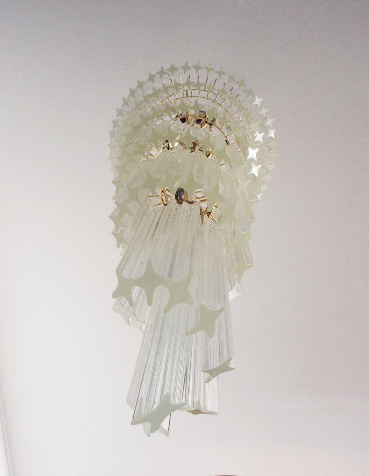 Huge Murano Chandelier 166 Trasparent Quadriedri Prism   Elena Model photo for sale