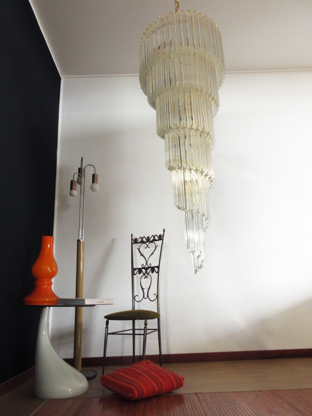 Huge Murano Chandelier 166 Trasparent Quadriedri Prism   Elena Model photo 3680.0