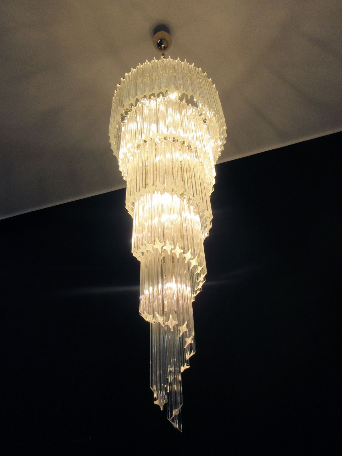 photo furniture Huge Murano Chandelier 166 Trasparent Quadriedri Prism   Elena Model
