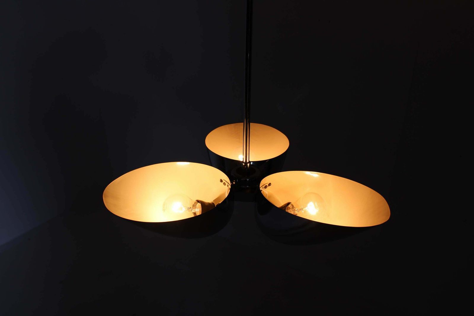 1930s Restored Bauhaus Chrome Plated Chandelier By Zukov , Czechoslovakia photo 1385.0