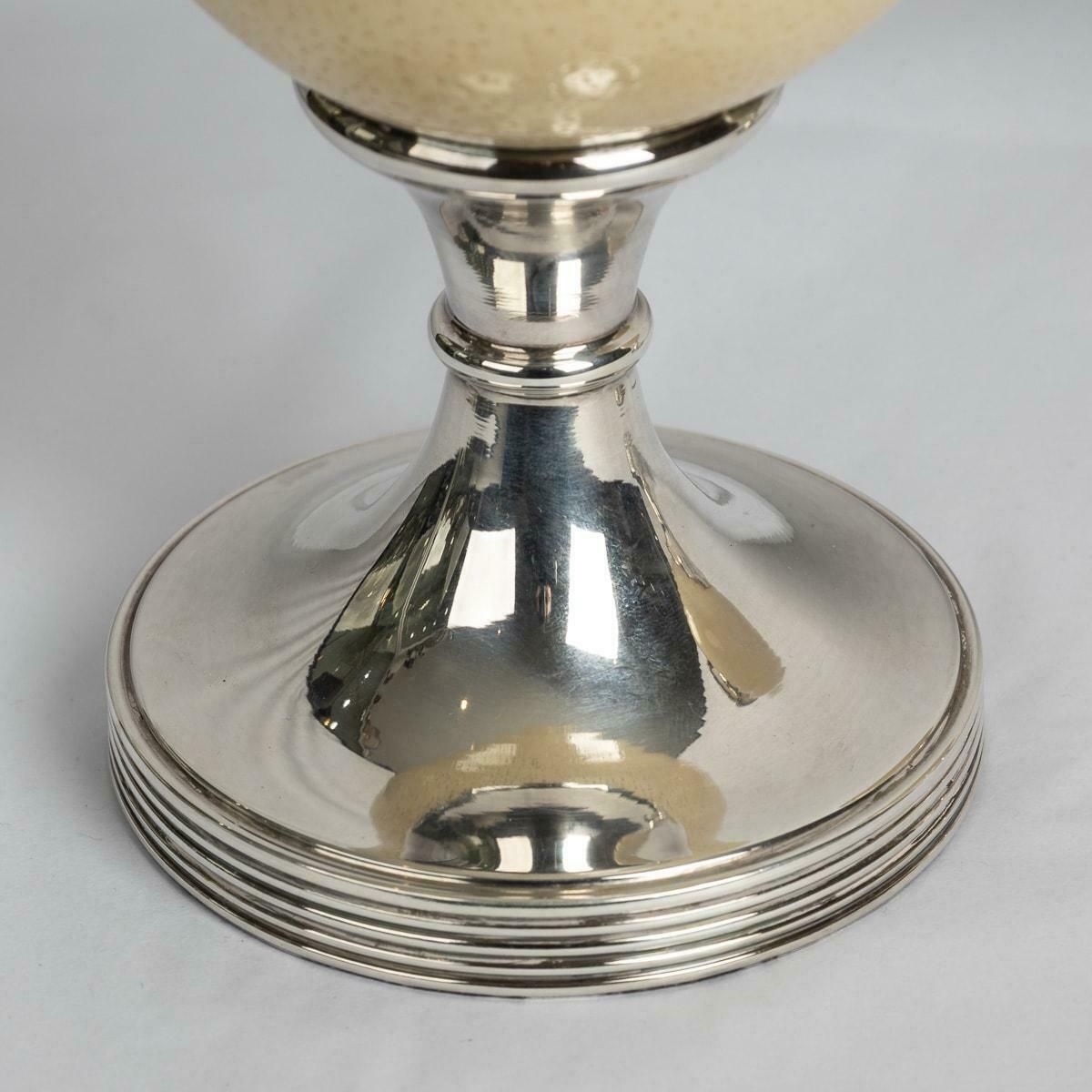 photo furniture Pair Of Ostrich Egg Mounted Silver Plate Candlesticks, Anthony Redmile C.1970