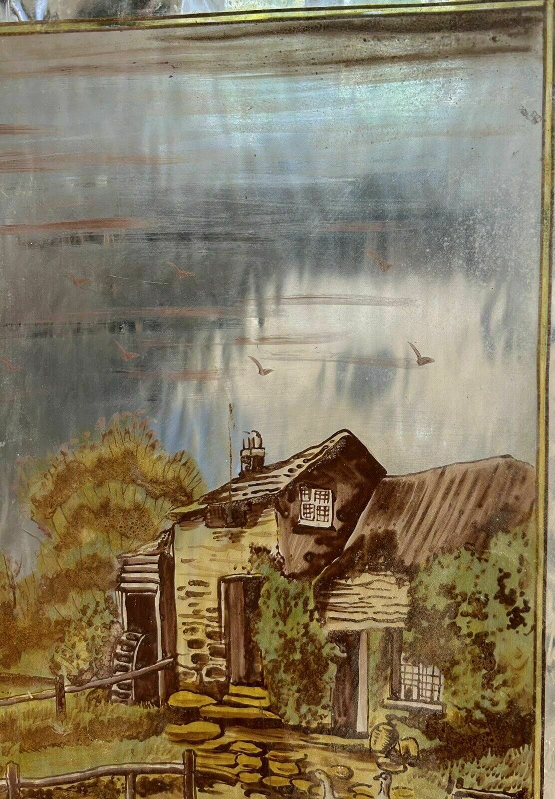 Victorian Stained Glass Hand Painted Pane Panel Old Period Antique Reclaimed photo Art