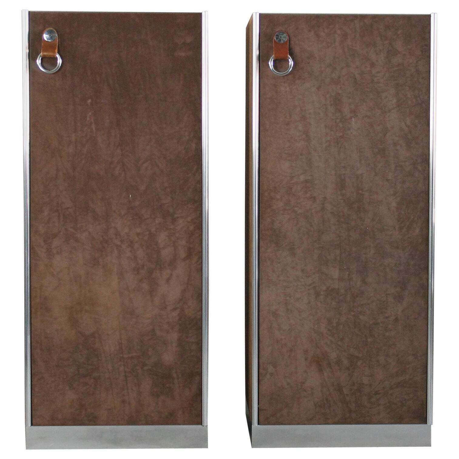 Guido Faleschini Set Of Two Brown Suede Wardrobes By I4mariani 1960s Italy