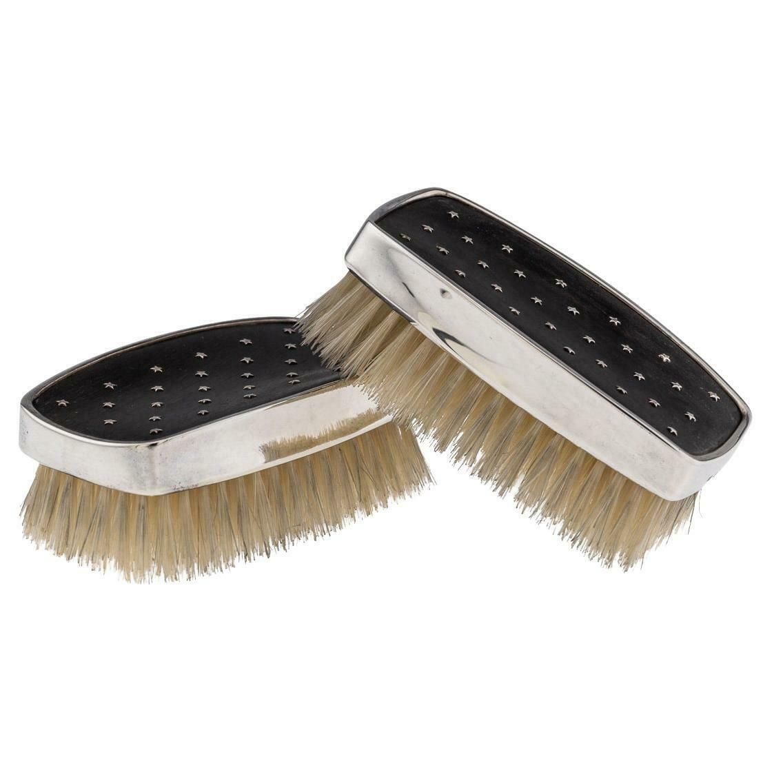 Vintage 20th Century Pair Of Solid Silver Clothes Brushes, Leslie Durbin C.1957