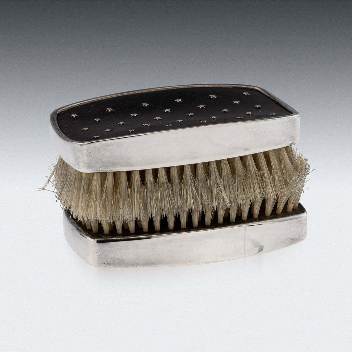 Vintage 20th Century Pair Of Solid Silver Clothes Brushes, Leslie Durbin C.1957 photo furniture