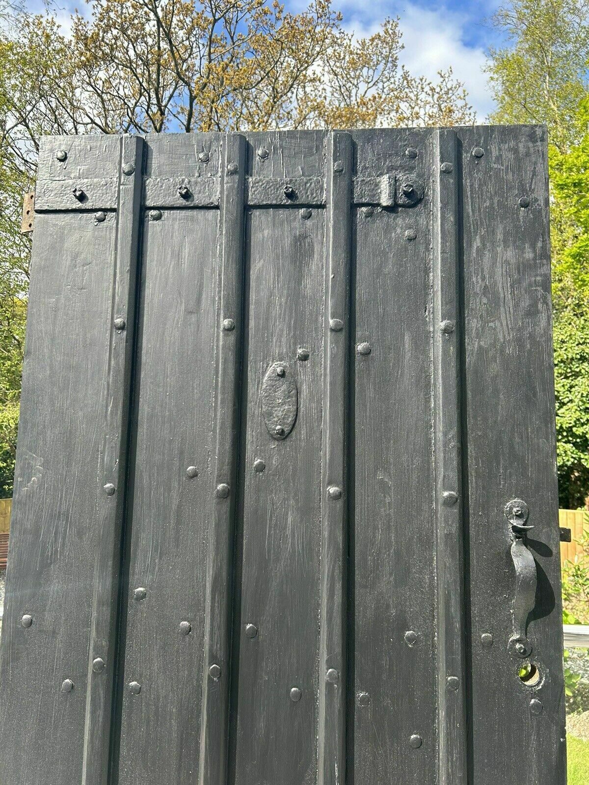 Antique 18th Century Front Door Cornish Reclaimed Period Forged Hinges Bolts Old photo 2537.0