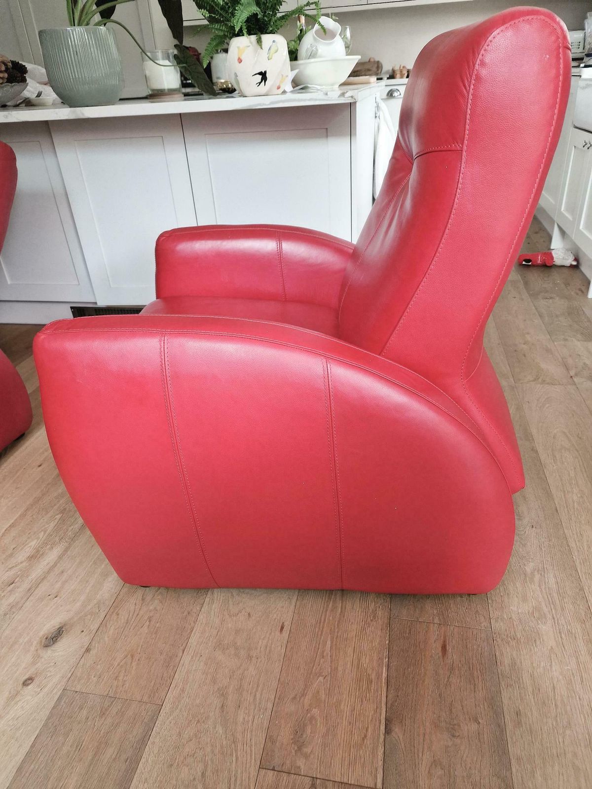 A Pair Of Stunning Retro Style Htl Fjord Red Leather Recliner Armchairs photo for sale