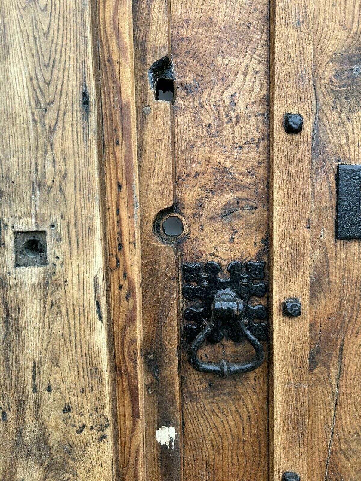 Solid Elm Front Door+Frame Old Period Antique Reclaimed Wood 1700s Rare Refurb photo vinterior
