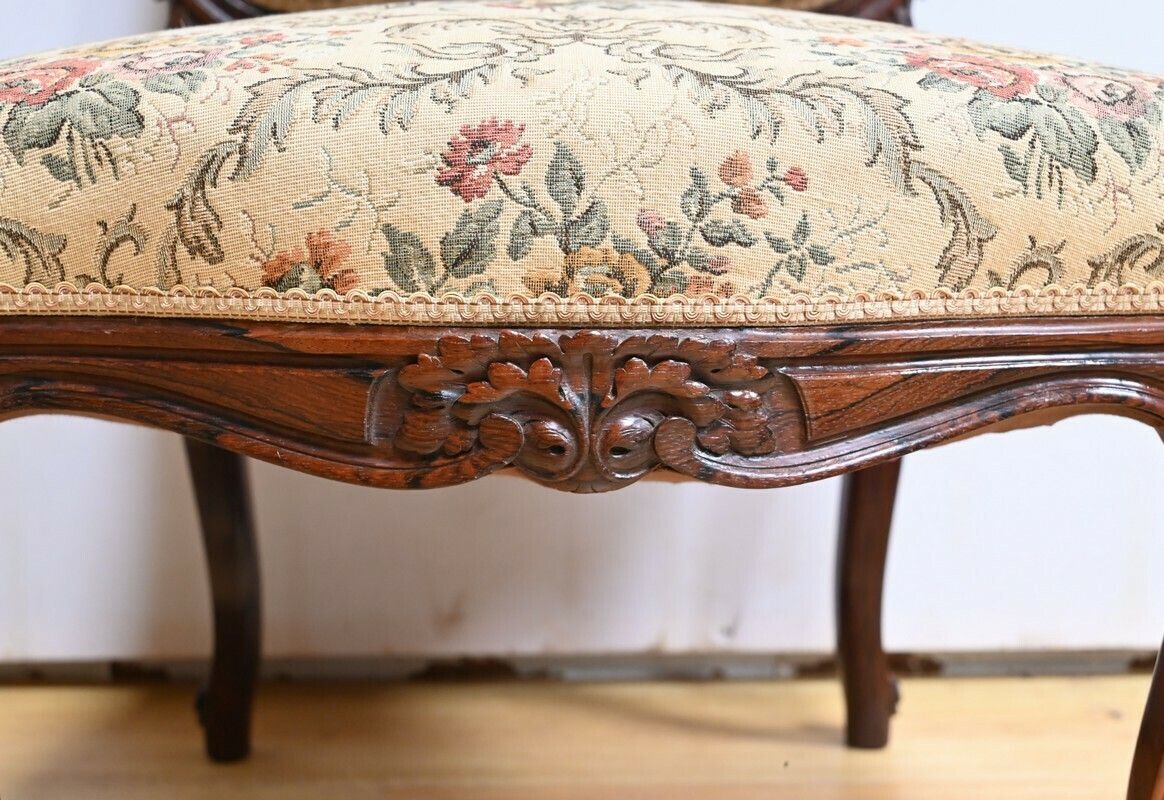 photo for sale Suite Of 4 Rosewood Chairs, Louis XV Style, Napoleon III Period – Mid 19th Century