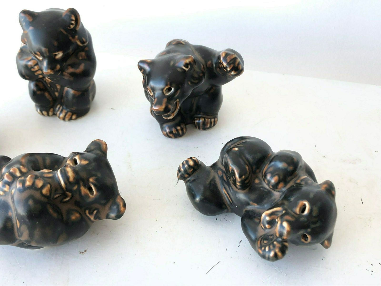 Royal Copenhagen Bear Cubs Stoneware Figurines With Exquisite Brown Glaze From The Mid Century Designed By Knud Kyhn photo furniture