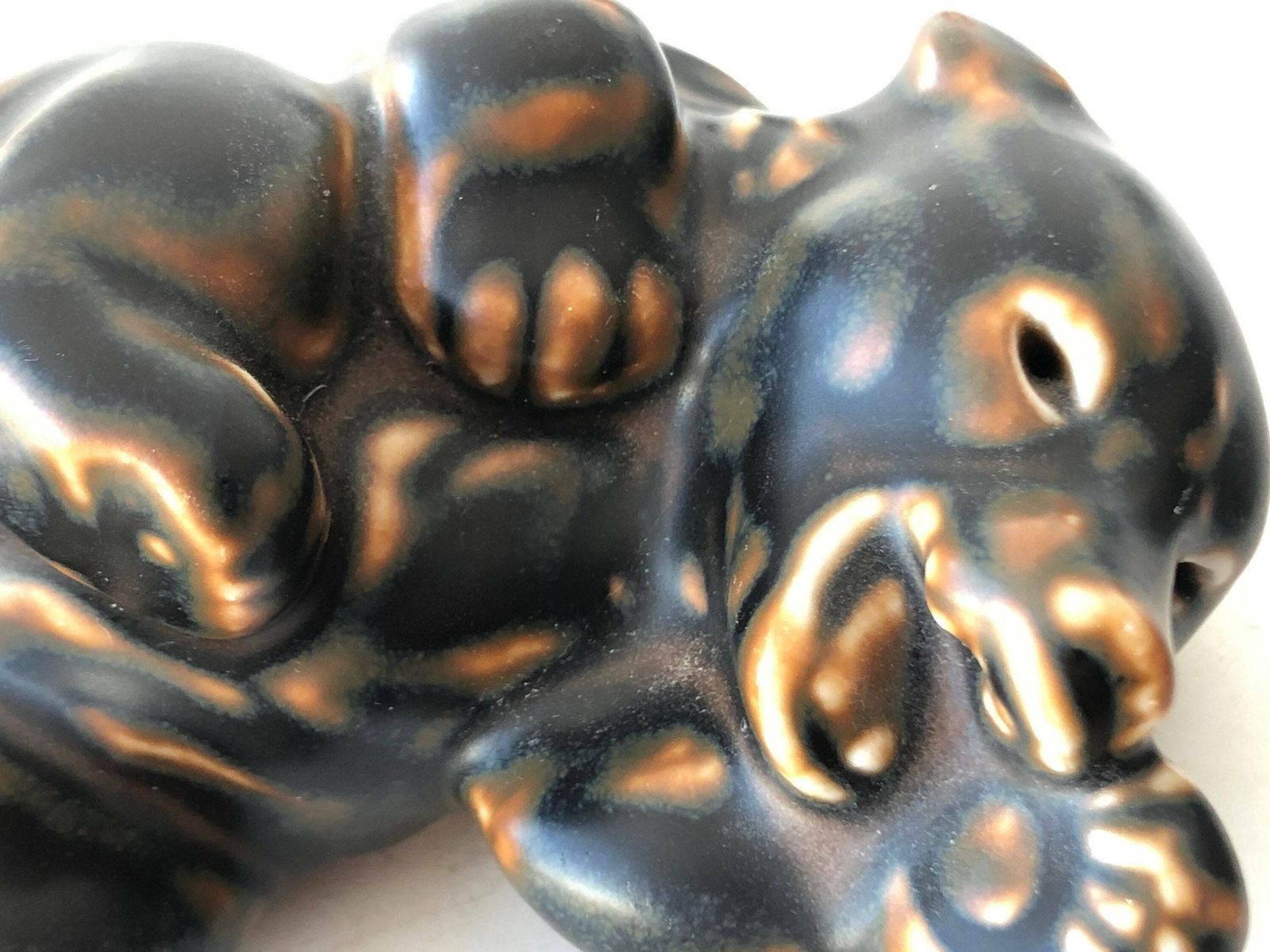 Royal Copenhagen Bear Cubs Stoneware Figurines With Exquisite Brown Glaze From The Mid Century Designed By Knud Kyhn photo vinterior
