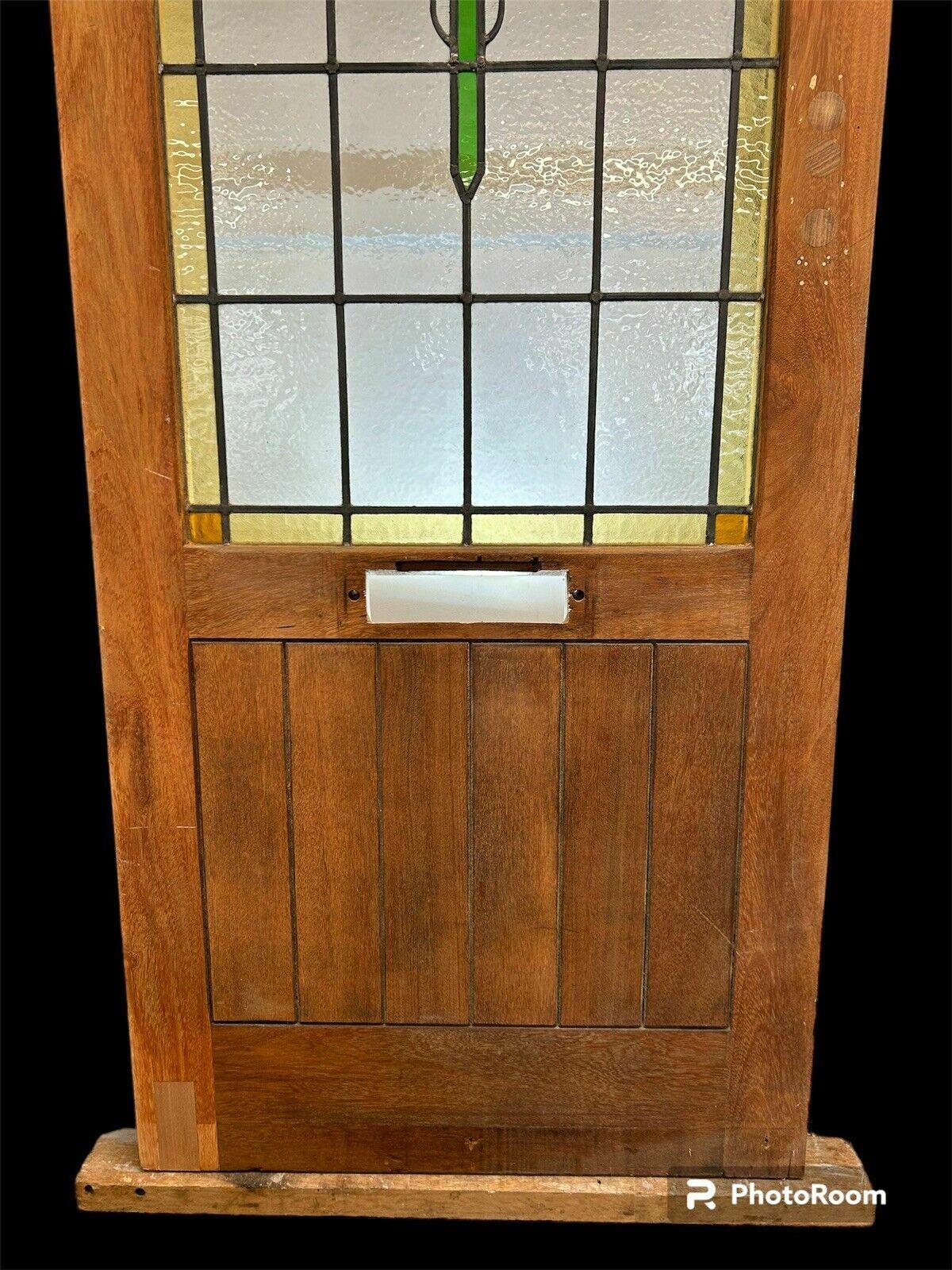 Art Deco Stained Glass Front Door Period Old Reclaimed Antique 20 30 Wood Leaded photo 1057.0