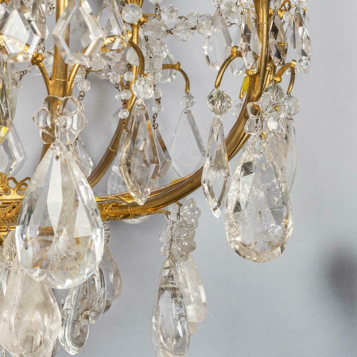 Lighting Antique 18th Century French Ormolu & Cut Rock Crystal Chandelier C.1770 photo