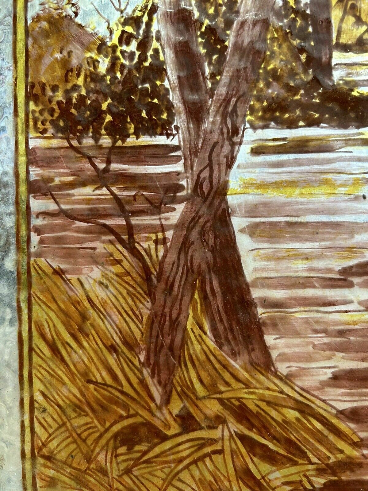 Victorian Stained Glass Hand Painted Pane Panel Old Period Antique Reclaimed photo for sale
