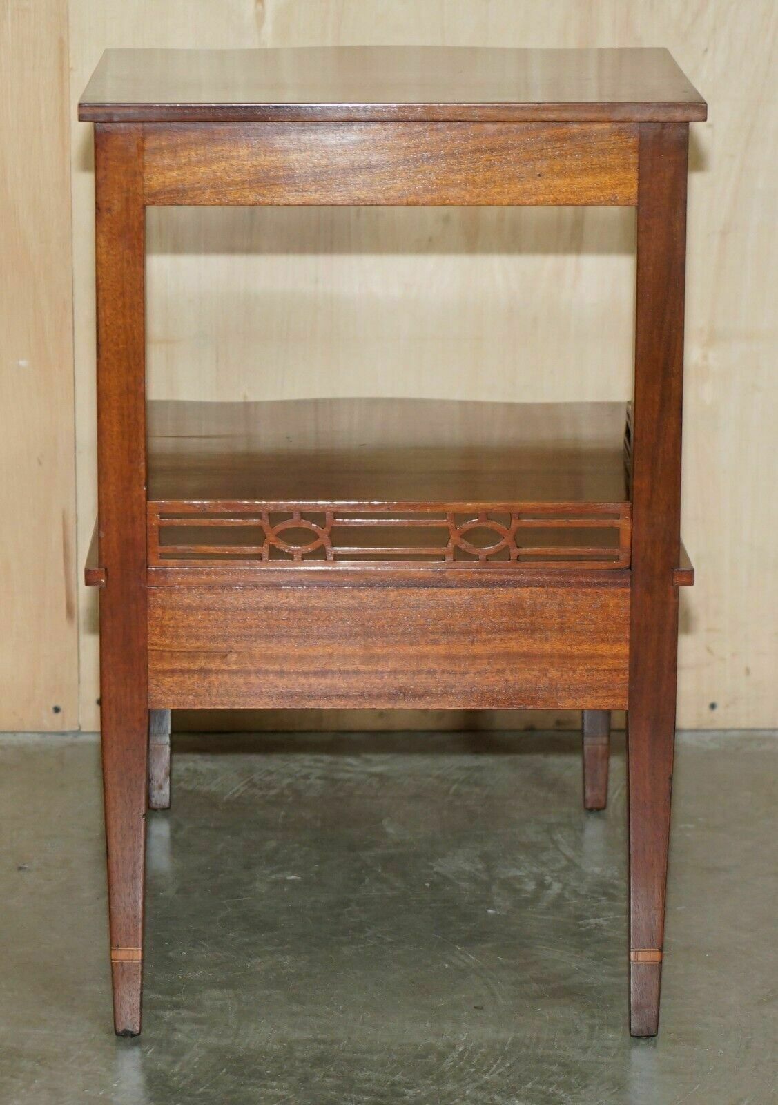 2750.0 Pair Of Walnut Fret Work Carved Thomas Chippendale Sheraton Revival Side Tables photo