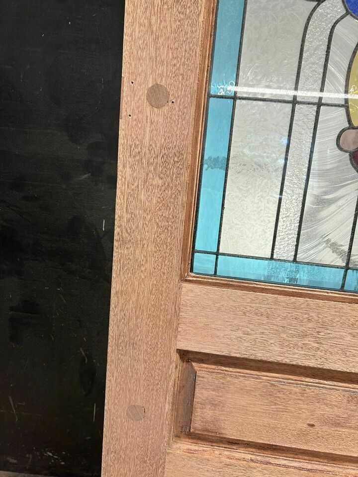 photo vinterior Edwardian Stained Glass Front Door Antique Period Hardwood Reclaimed Old Leaded