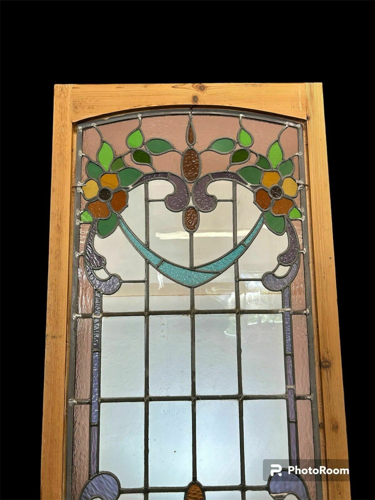 photo furniture Victorian Stained Glass Window Panel Old Leaded Antique Reclaimed Art Nouveau