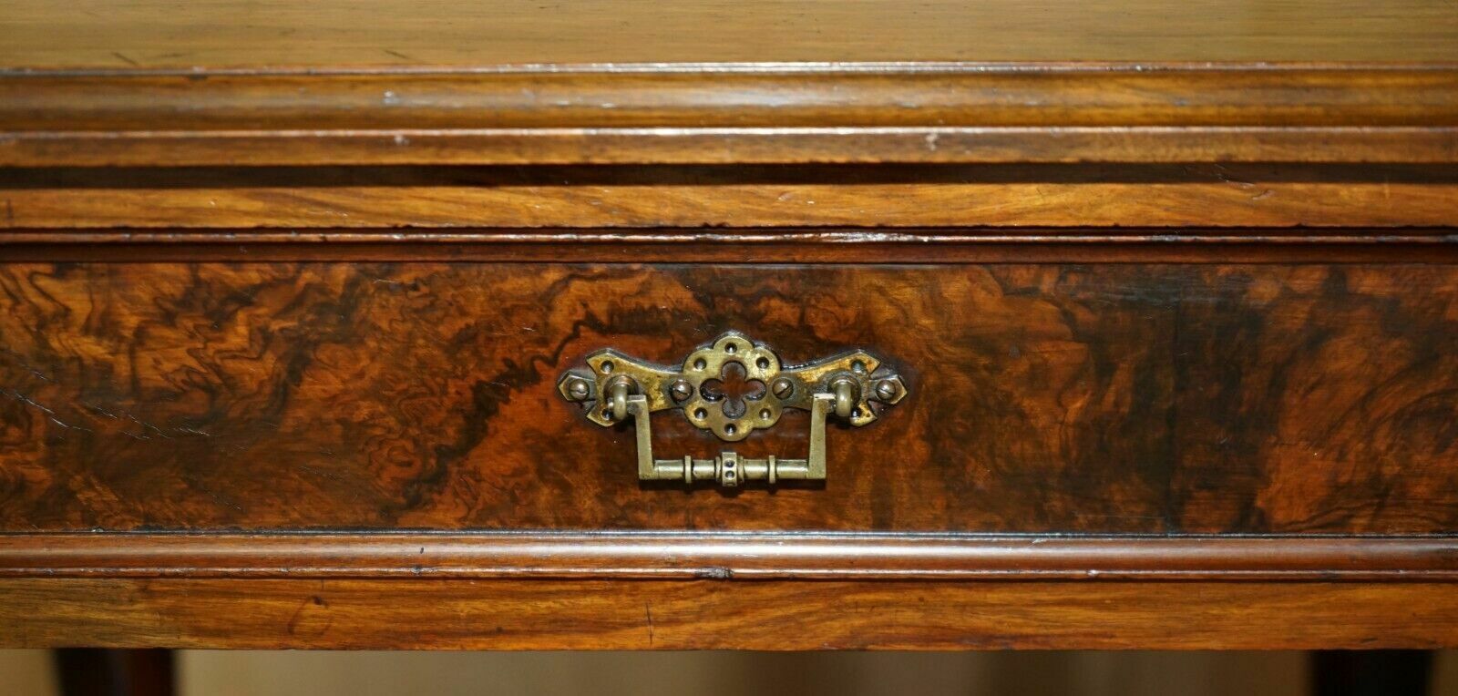 Stunning Antique Victorian Mahogany & Burr Walnut Centre Table Or Small Desk photo for sale