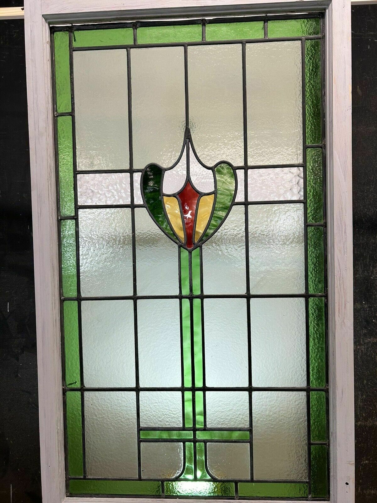 Victorian Stained Glass Window Panel Old Leaded Antique Reclaimed Refurbished photo for sale