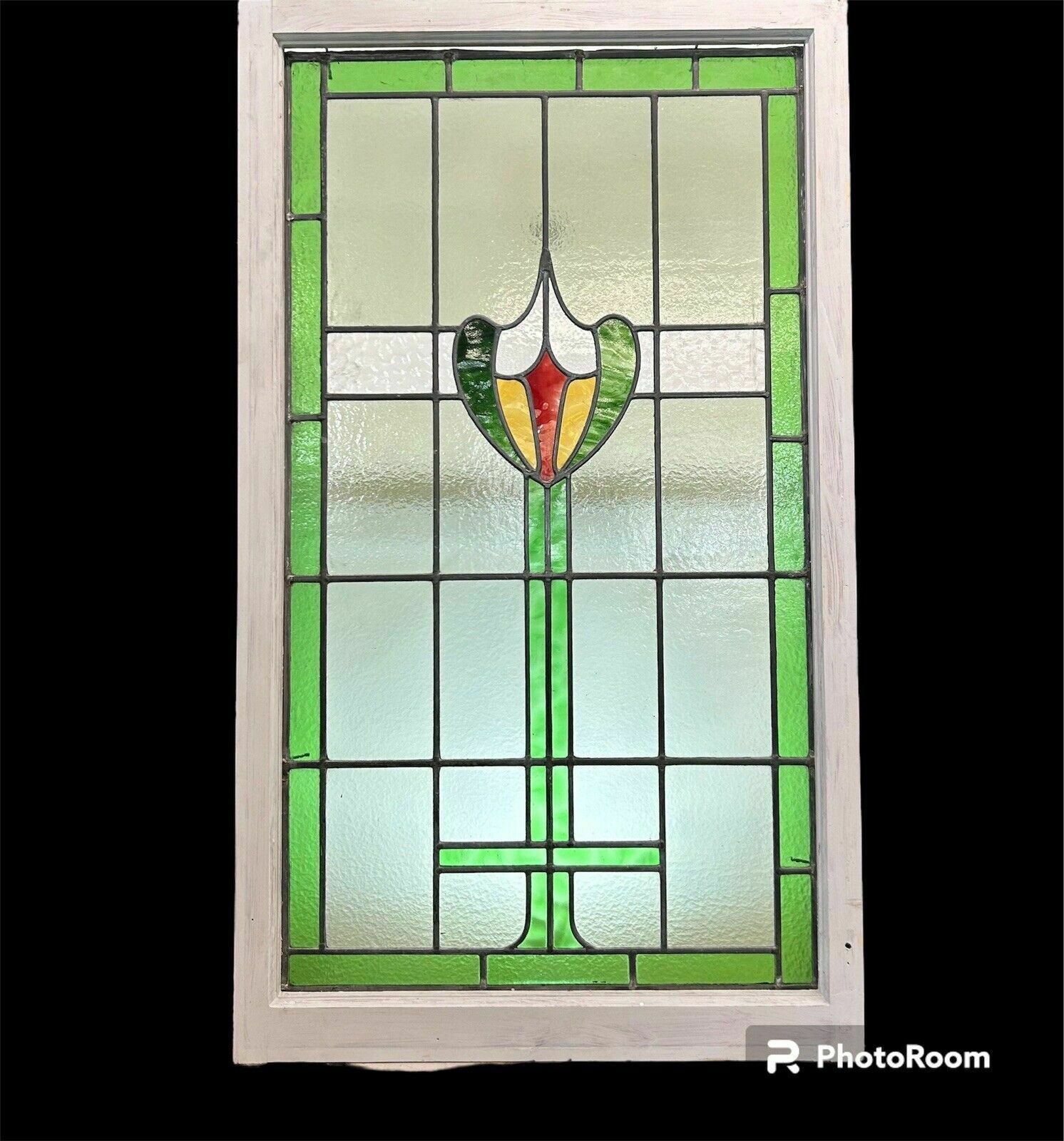 photo for sale Victorian Stained Glass Window Panel Old Leaded Antique Reclaimed Refurbished