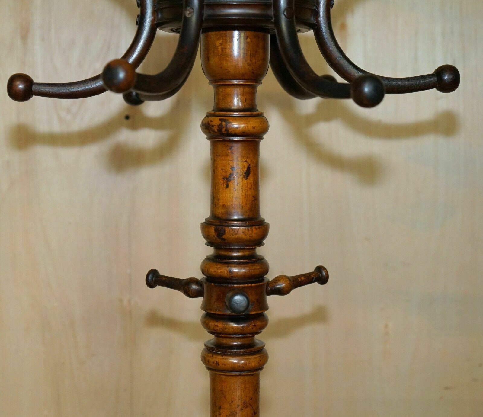 Super Rare Original Antique Victorian Circa 1880 Thonet Bentwood Coat Rack Stand photo vinterior