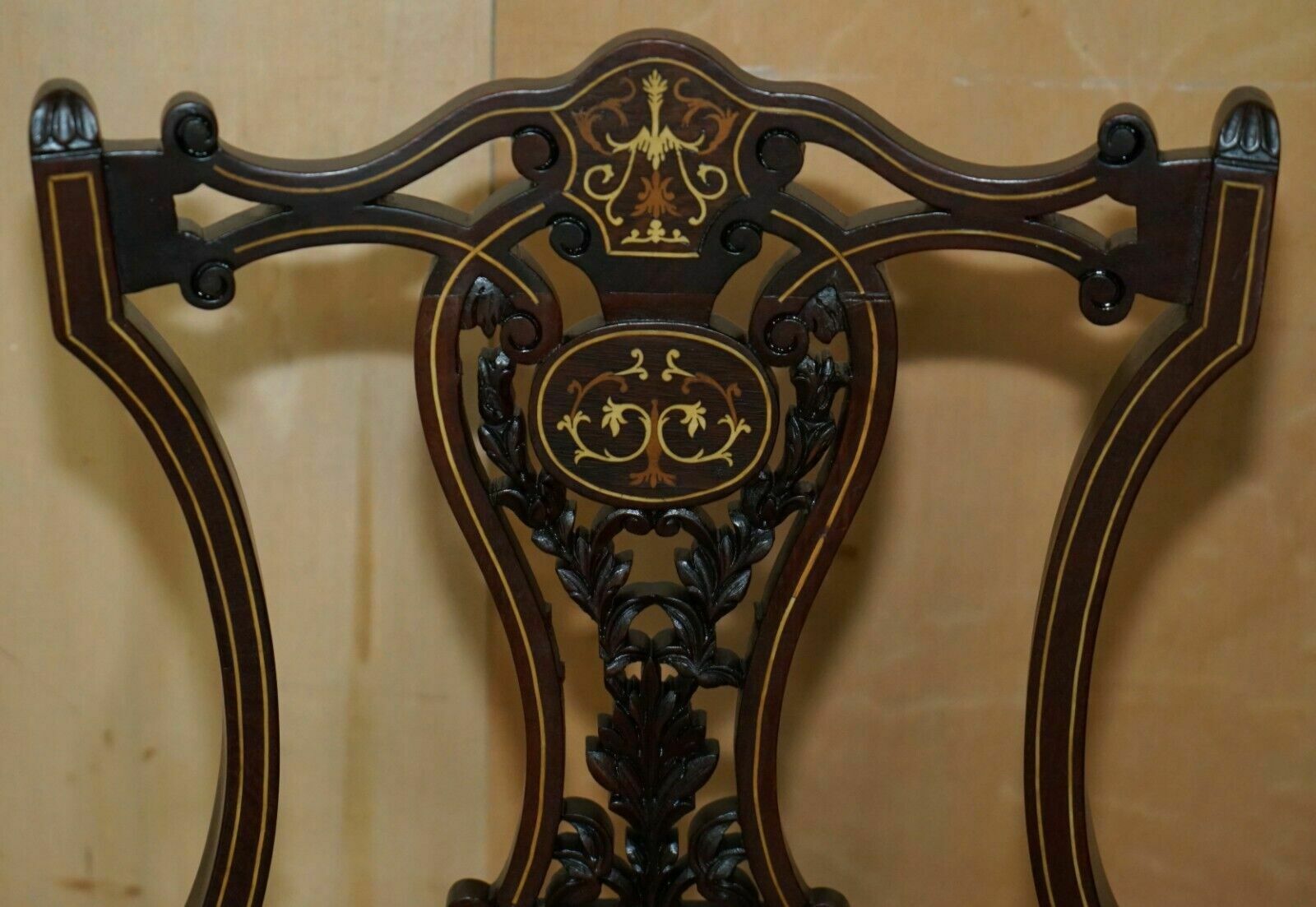 Pair Of Antique Victorian Rosewood Salon Chairs With Stunning Inlaid Back Panels photo 750.0